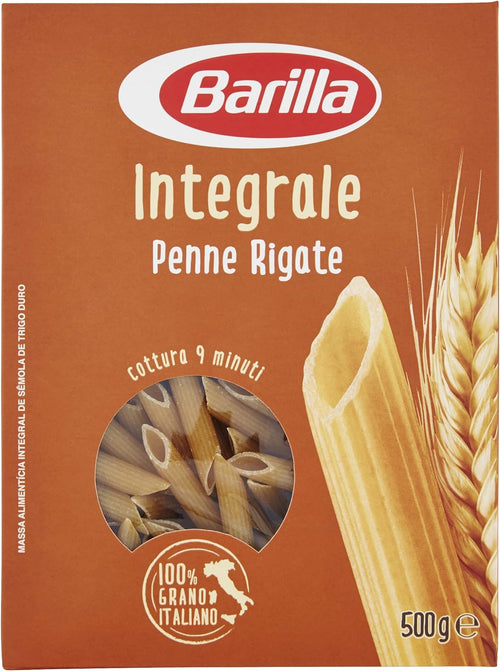 Barilla Pasta Penne Rigate Integrali, Pasta Corta di Semola Integrale di Grano Duro - 500 g